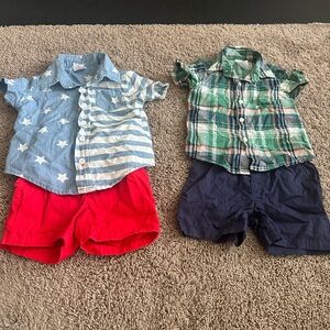 Kids' Star and Plaid Shirt Set with Shorts